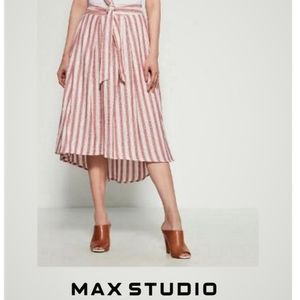 Max studio red stripe tie high low midi skirt size xl